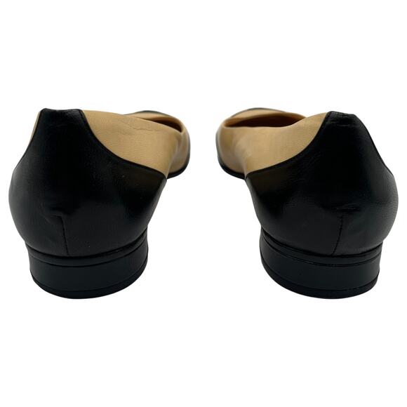 Chanel Interlocking CC Logo Cap Toe Ballet Flats Shoes Beige Black 37.5 US 7.5 - Picture 6 of 10